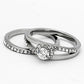TK971 - High polished (no plating) Stainless Steel Ring with AAA Grade CZ  in Clear-4