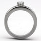 TK972 - High polished (no plating) Stainless Steel Ring with AAA Grade CZ  in Clear-2