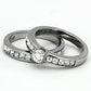 TK972 - High polished (no plating) Stainless Steel Ring with AAA Grade CZ  in Clear-4