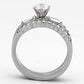 TK973 - High polished (no plating) Stainless Steel Ring with AAA Grade CZ  in Clear-2