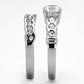 TK974 - High polished (no plating) Stainless Steel Ring with AAA Grade CZ  in Clear-3
