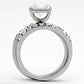 TK975 - High polished (no plating) Stainless Steel Ring with AAA Grade CZ  in Clear-2