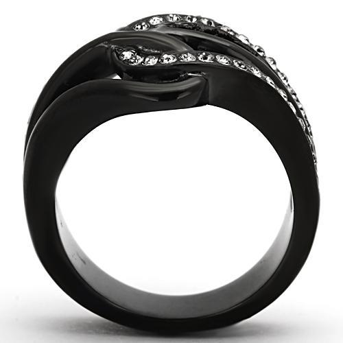 TK978 - IP Black(Ion Plating) Stainless Steel Ring with Top Grade Crystal  in Black Diamond-2