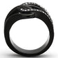TK978 - IP Black(Ion Plating) Stainless Steel Ring with Top Grade Crystal  in Black Diamond-2