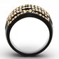TK979 - IP Black(Ion Plating) Stainless Steel Ring with Top Grade Crystal  in Metallic Light Gold-2