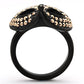 TK981 - IP Black(Ion Plating) Stainless Steel Ring with Top Grade Crystal  in Metallic Light Gold-2