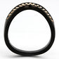 TK982 - IP Black(Ion Plating) Stainless Steel Ring with Top Grade Crystal  in Metallic Light Gold-2