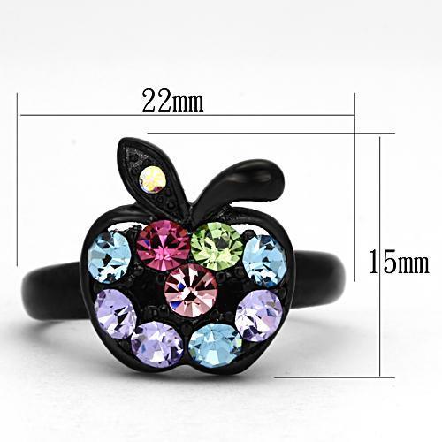 TK984 - IP Black(Ion Plating) Stainless Steel Ring with Top Grade Crystal  in Multi Color-1