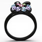 TK984 - IP Black(Ion Plating) Stainless Steel Ring with Top Grade Crystal  in Multi Color-2