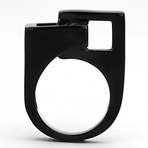 TK989 - IP Black(Ion Plating) Stainless Steel Ring with No Stone-2