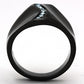TK991 - IP Black(Ion Plating) Stainless Steel Ring with Top Grade Crystal  in Sea Blue-2