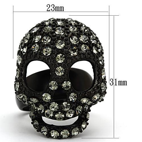 TK992 - IP Black(Ion Plating) Stainless Steel Ring with Top Grade Crystal  in Black Diamond-1