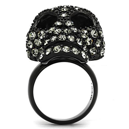 TK992 - IP Black(Ion Plating) Stainless Steel Ring with Top Grade Crystal  in Black Diamond-2