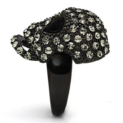 TK992 - IP Black(Ion Plating) Stainless Steel Ring with Top Grade Crystal  in Black Diamond-3