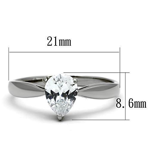 TK994 - High polished (no plating) Stainless Steel Ring with AAA Grade CZ  in Clear-1