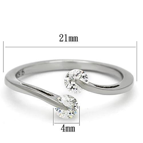 TK995 - High polished (no plating) Stainless Steel Ring with AAA Grade CZ  in Clear-1