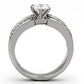 TK997 - High polished (no plating) Stainless Steel Ring with AAA Grade CZ  in Clear-2