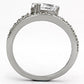 TK998 - High polished (no plating) Stainless Steel Ring with AAA Grade CZ  in Clear-2