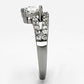 TK998 - High polished (no plating) Stainless Steel Ring with AAA Grade CZ  in Clear-3