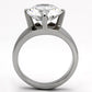 TK999 - High polished (no plating) Stainless Steel Ring with AAA Grade CZ  in Clear-2