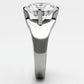TK999 - High polished (no plating) Stainless Steel Ring with AAA Grade CZ  in Clear-3