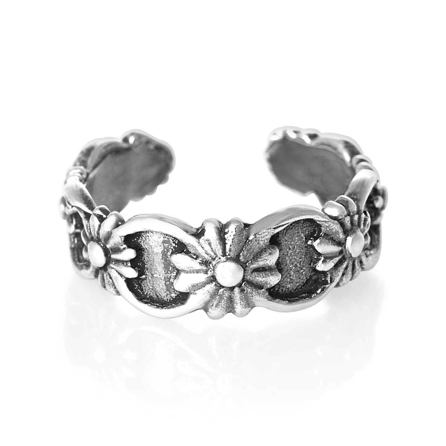 Flowers Sterling Silver Toe Ring-0