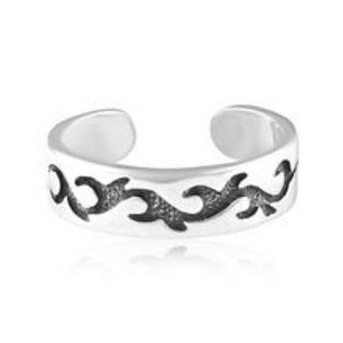 Adjustable Tribal Sterling Silver Toe Ring-0