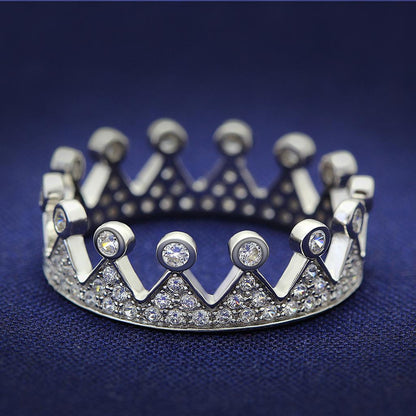 TS011 - Rhodium 925 Sterling Silver Ring with AAA Grade CZ  in Clear-0