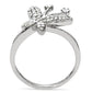 TS021 - Rhodium 925 Sterling Silver Ring with AAA Grade CZ  in Clear-3
