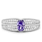 TS025 - Rhodium 925 Sterling Silver Ring with AAA Grade CZ  in Tanzanite-2