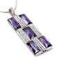 TS026 - Rhodium 925 Sterling Silver Chain Pendant with AAA Grade CZ  in Amethyst-2