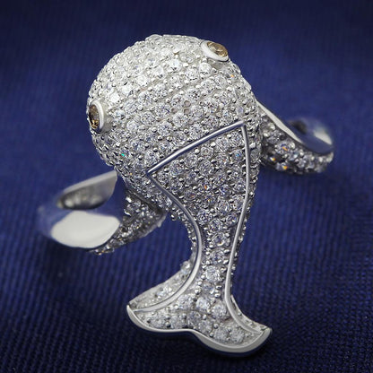 TS031 - Rhodium 925 Sterling Silver Ring with AAA Grade CZ  in Brown-0