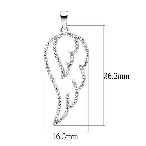 TS034 - Rhodium 925 Sterling Silver Necklace with AAA Grade CZ  in Clear-1