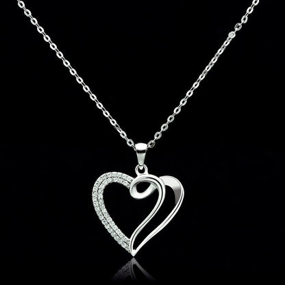 TS035 - Rhodium 925 Sterling Silver Necklace with AAA Grade CZ  in Clear-0