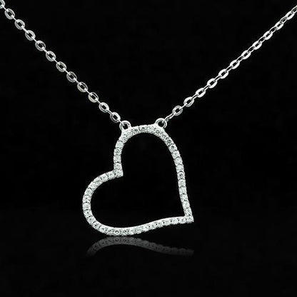 TS039 - Rhodium 925 Sterling Silver Chain Pendant with AAA Grade CZ  in Clear-0