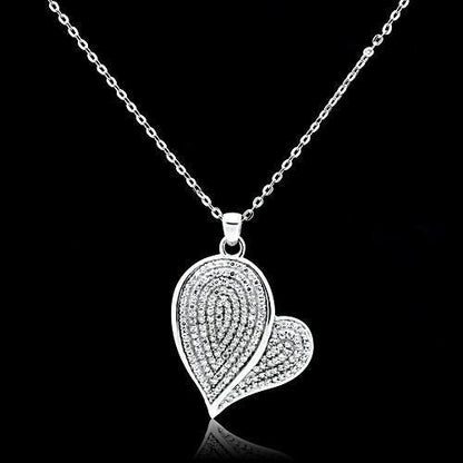 TS048 - Rhodium 925 Sterling Silver Chain Pendant with AAA Grade CZ  in Clear-0