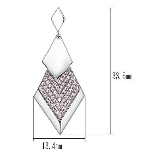TS053 - Rhodium 925 Sterling Silver Earrings with AAA Grade CZ  in Rose-1