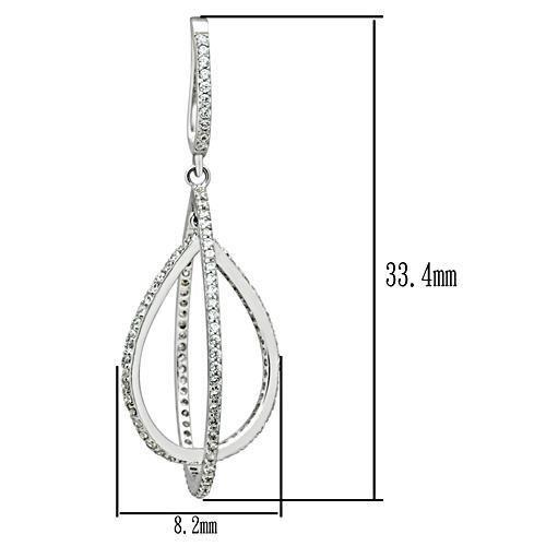 TS055 - Rhodium 925 Sterling Silver Earrings with AAA Grade CZ  in Clear-1