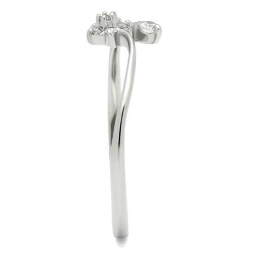 TS056 - Rhodium 925 Sterling Silver Ring with AAA Grade CZ  in Clear-3