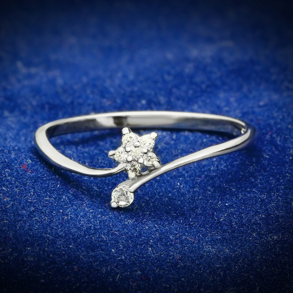 TS056 - Rhodium 925 Sterling Silver Ring with AAA Grade CZ  in Clear-0