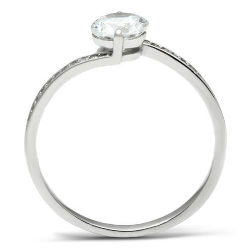 TS057 - Rhodium 925 Sterling Silver Ring with AAA Grade CZ  in Clear-2