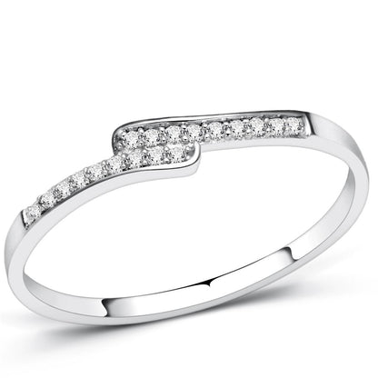 TS077 - Rhodium 925 Sterling Silver Ring with AAA Grade CZ  in Clear-0