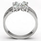 TS092 - Rhodium 925 Sterling Silver Ring with AAA Grade CZ  in Clear-2