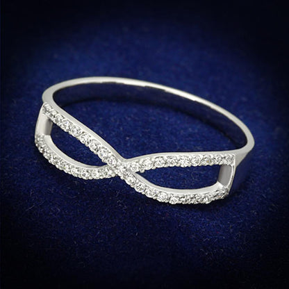 TS107 - Rhodium 925 Sterling Silver Ring with AAA Grade CZ  in Clear-0
