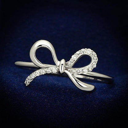 TS109 - Rhodium 925 Sterling Silver Ring with AAA Grade CZ  in Clear-0