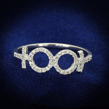 TS129 - Rhodium 925 Sterling Silver Ring with AAA Grade CZ  in Clear-0