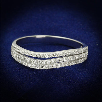 TS135 - Rhodium 925 Sterling Silver Ring with AAA Grade CZ  in Clear-0