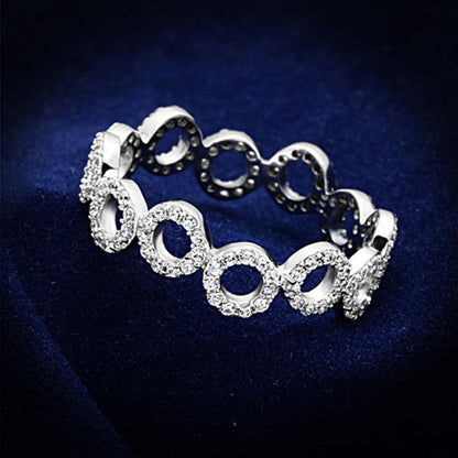 TS139 - Rhodium 925 Sterling Silver Ring with AAA Grade CZ  in Clear-0