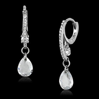 TS159 - Rhodium 925 Sterling Silver Earrings with AAA Grade CZ  in Clear-0