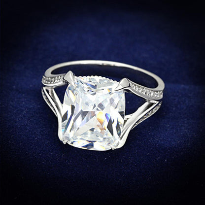 TS174 - Rhodium 925 Sterling Silver Ring with AAA Grade CZ  in Clear-0